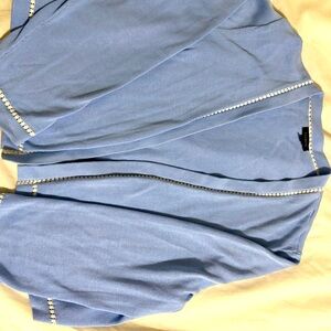 Talbots Sky Blue Cardigan with White eyelet trim